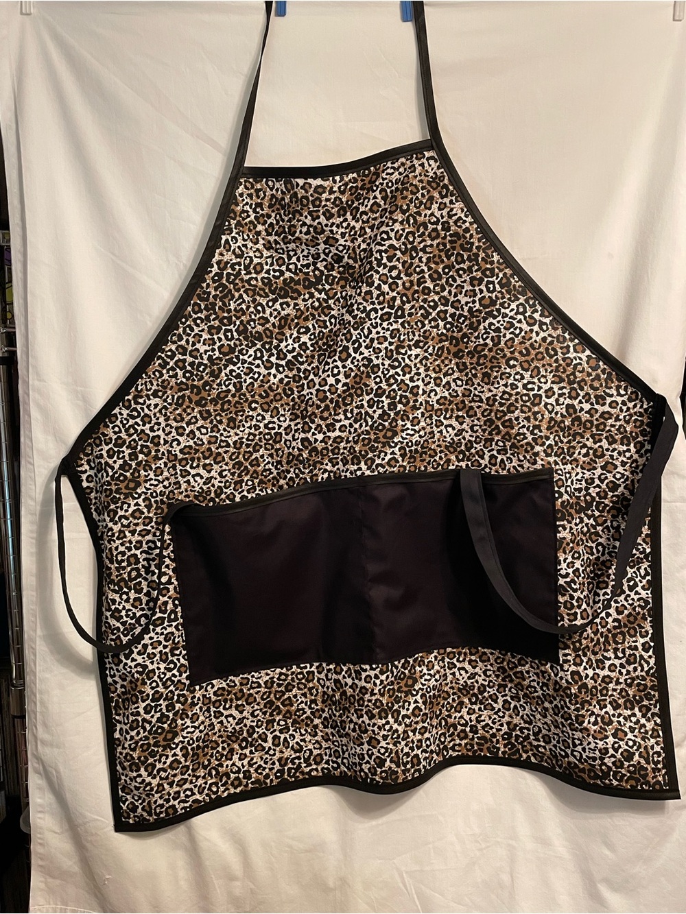 Leopard Print Kitchen Apron with Black Pocket